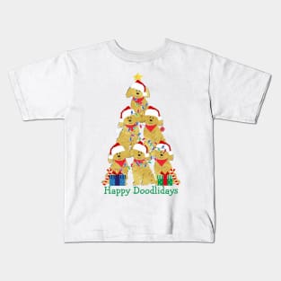 Golden Doodle Puppy Christmas Holiday Tree Kids T-Shirt